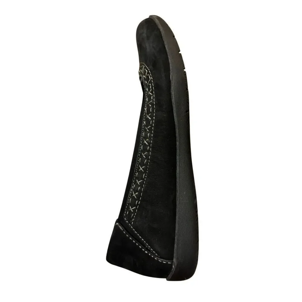 Earth origins black stretch fable suede flat 9